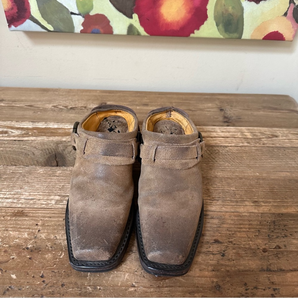 FRYE Belted Harness Biker Mule Clog Boot Western  Size: 6